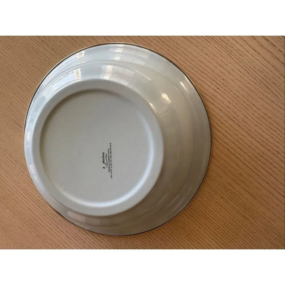 Steel metal light blue serving bowl silver trim mixing fruit serving country kit